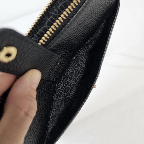 LODIS Black Pebble Leather Wallet. Patent Clutch Long Zipped Travel. - Picture 5 of 6